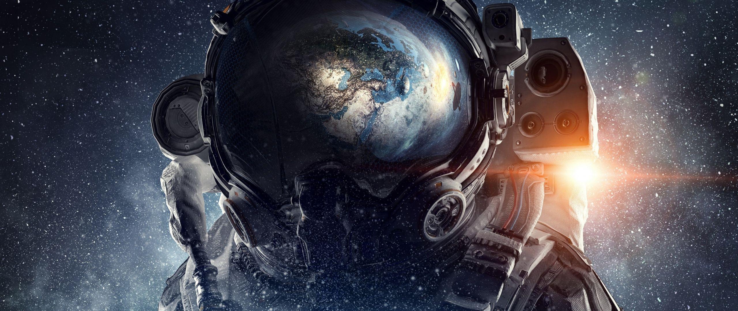 2560x1080 Download Astronaut, fantasy, space, artwork, stars wallpaper