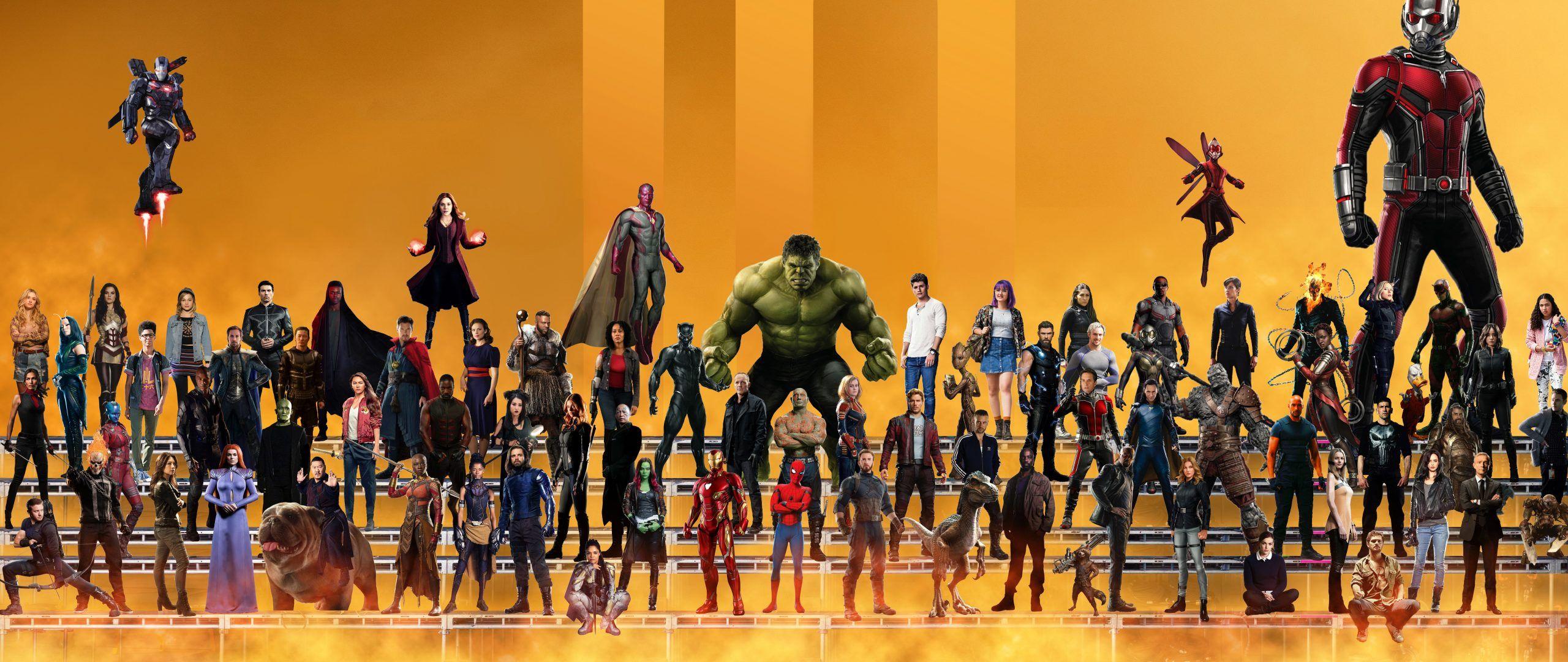 2560x1080 Marvel Superheroes 10 Year Anniversary Artwork 8K Wallpaper