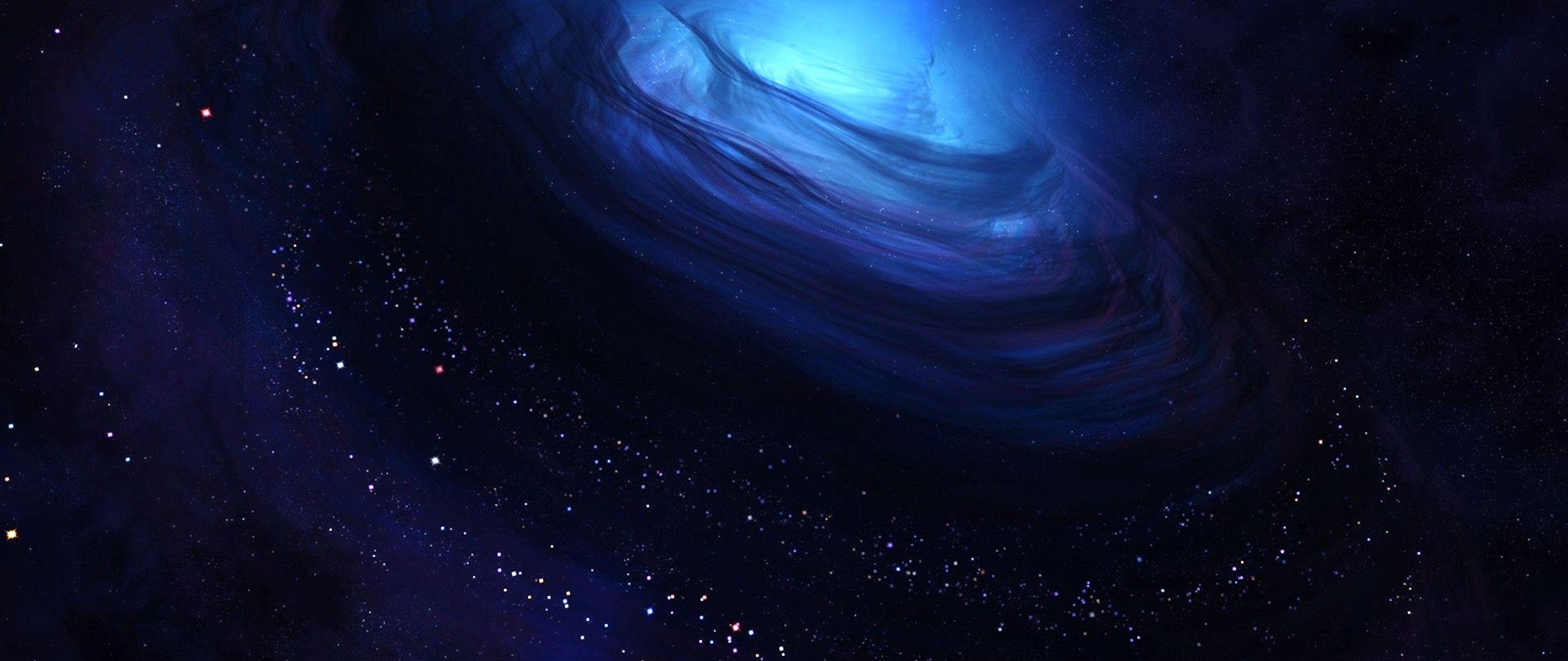 2560x1080 Download 2560x1080 wallpaper galaxy, space, blue clouds, space