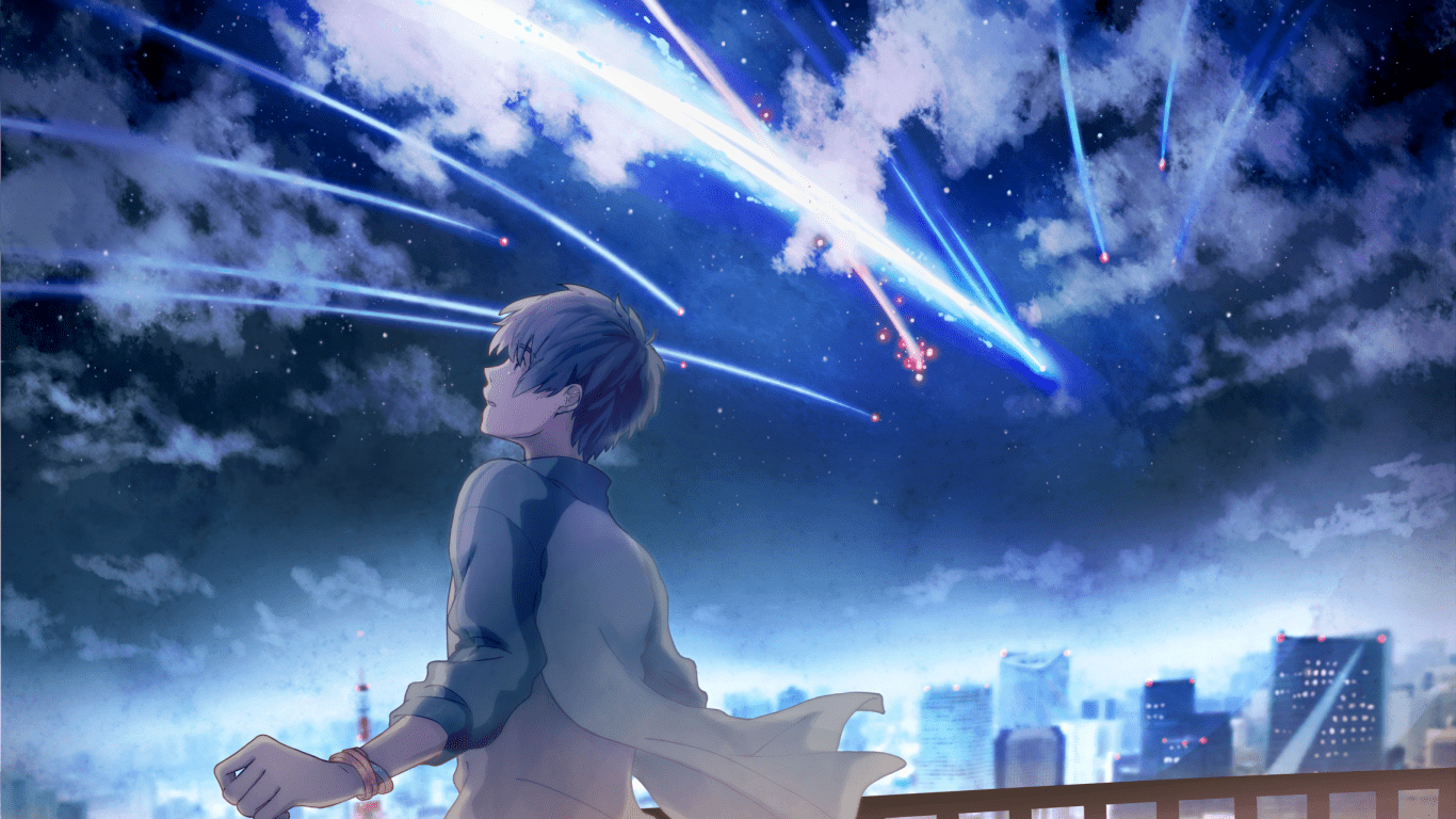 1366x768 Download 1366x768 Kimi No Na Wa, Taki Tachibana, Sky, Clouds, Your