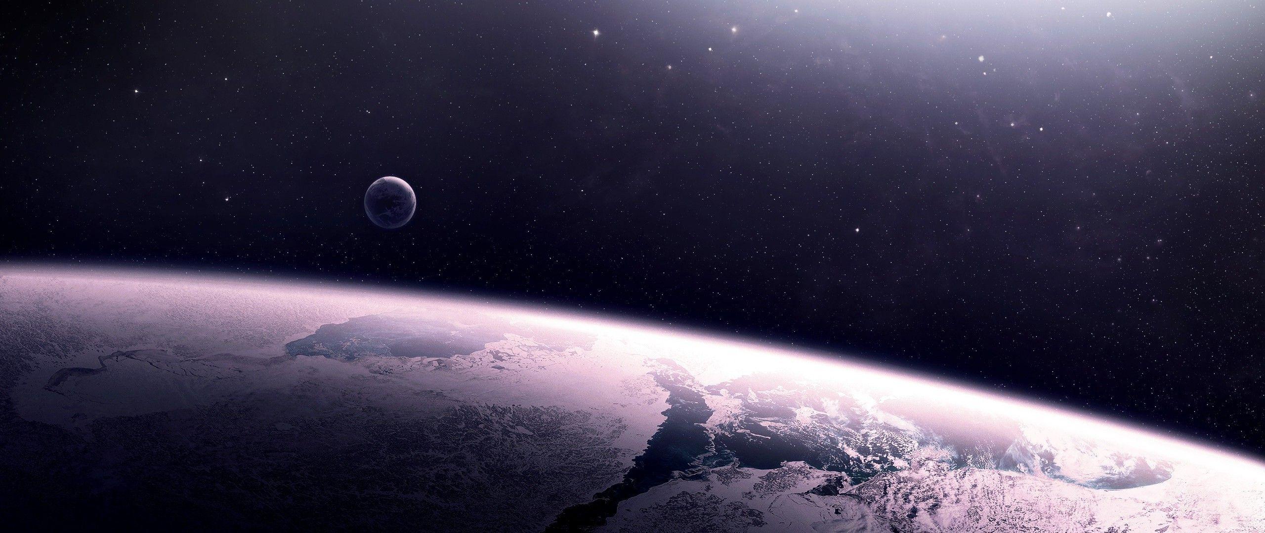 2560x1080 space Art, Planet, Multiple Display Wallpaper HD / Desktop