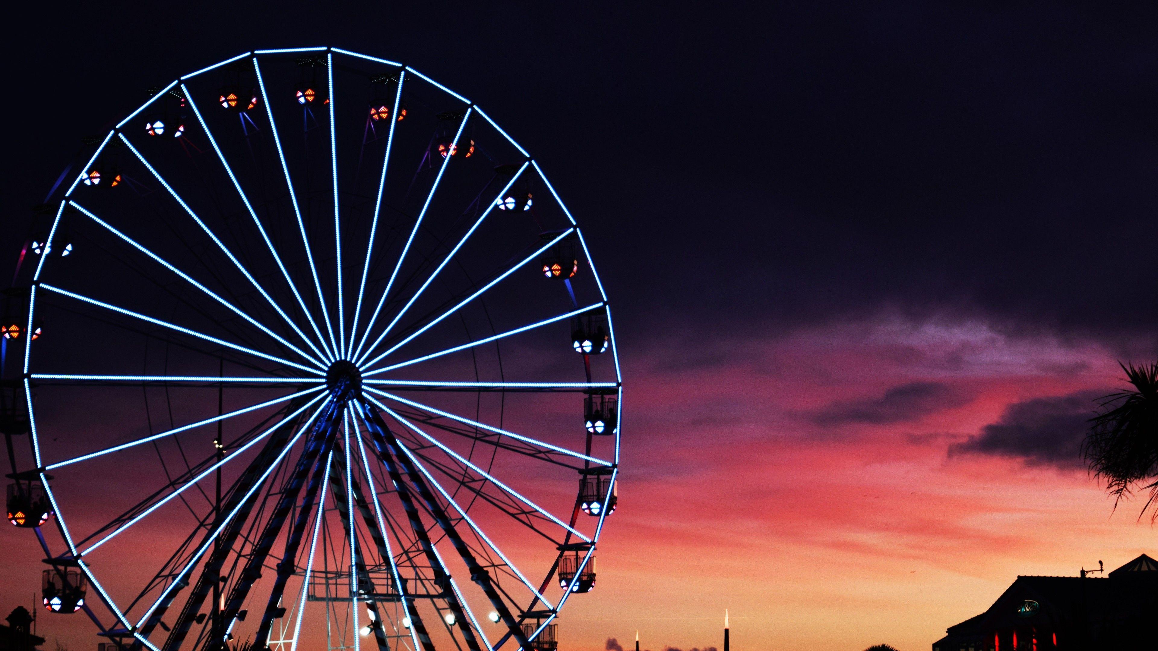 3840x2160 Wallpaper 4k Ferris Wheel Sunset Clouds 4k 4k Wallpaper, 5k
