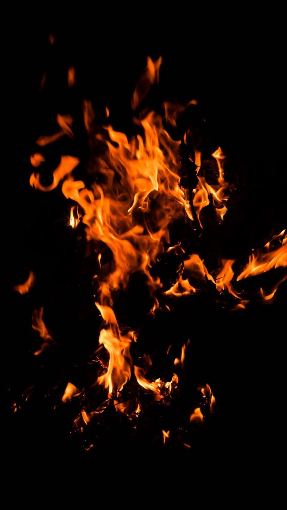 938x1668 Download wallpaper 938x1668 fire, bonfire, dark, flame, black