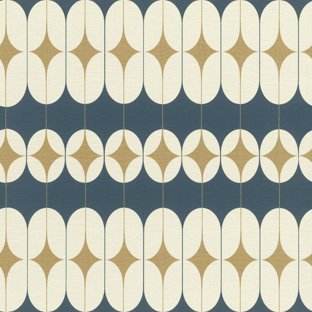 1000x1000 Rasch Tubes Retro Geometric Scandinavian Wallpaper Non Woven Blue