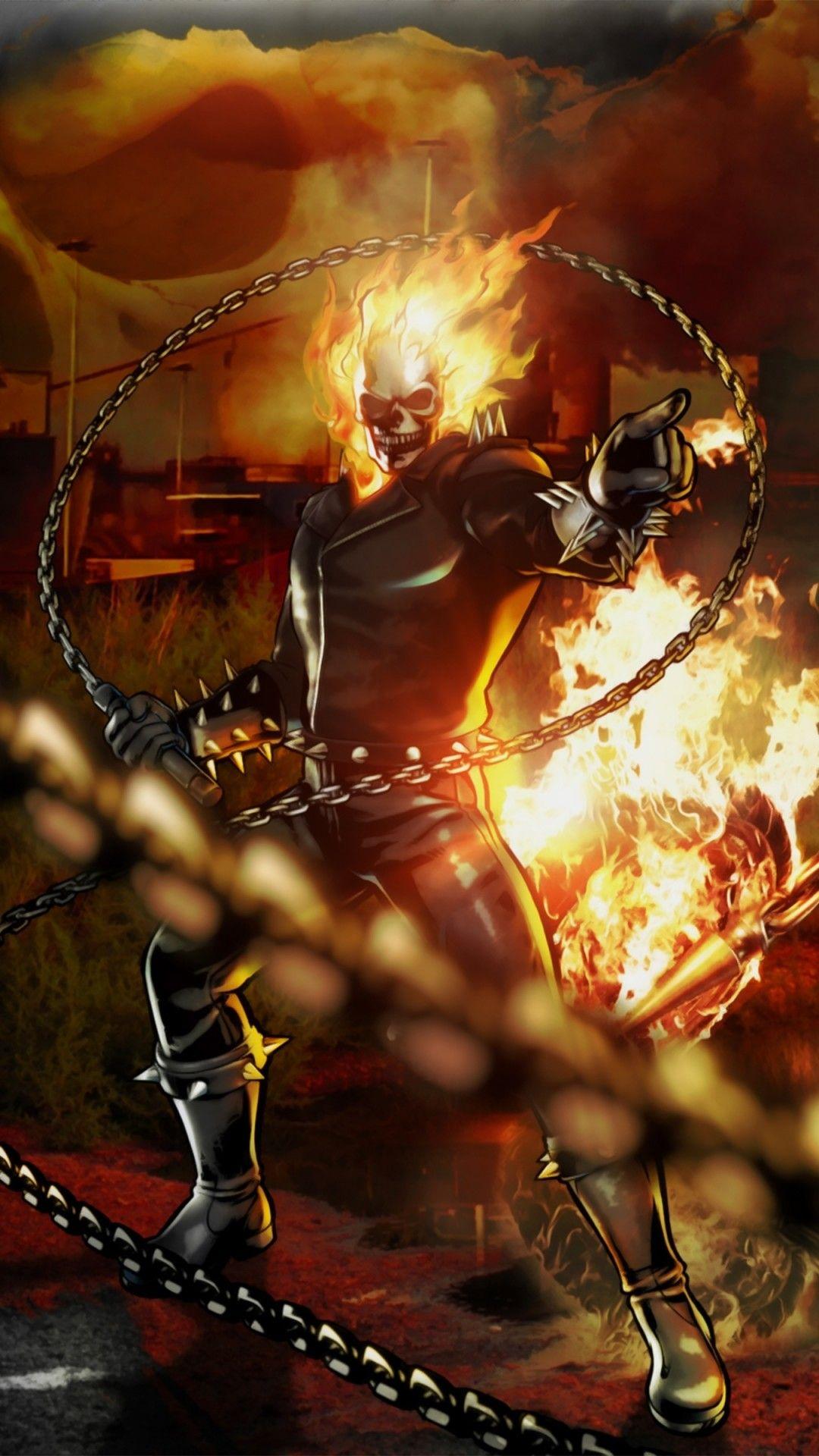 1080x1920 Ghost Rider Bike Wallpaper