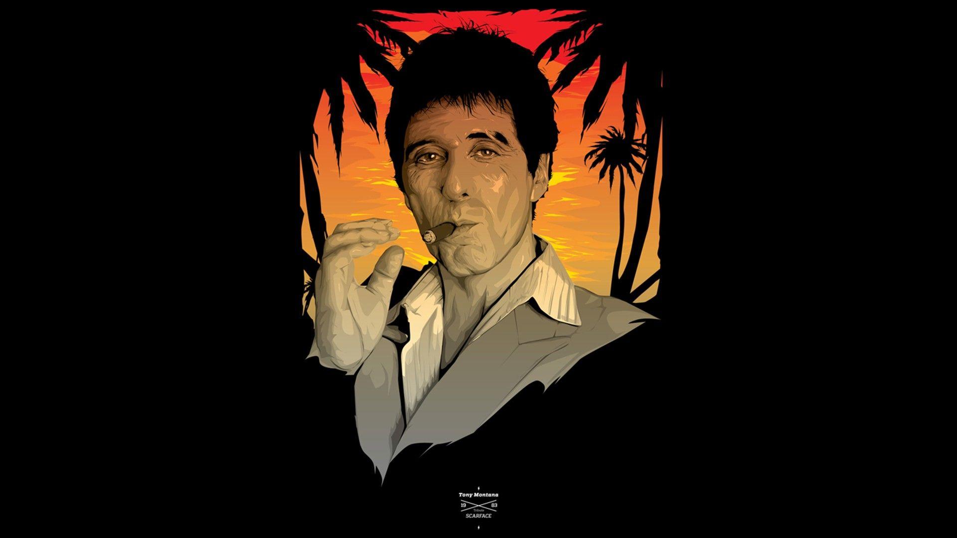 1920x1080 scarface, Al, Pacino, Tony, Montana, Black, Cigar, Smoking