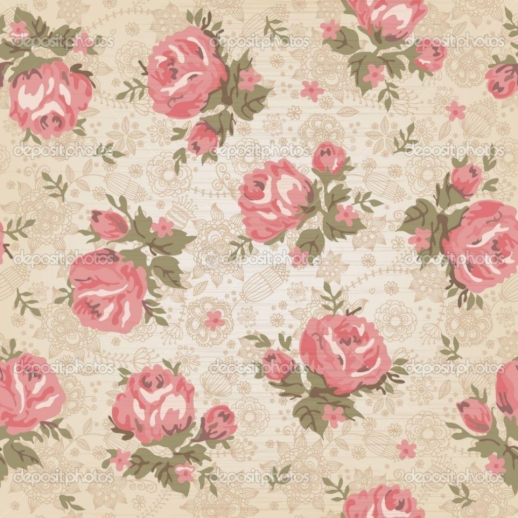 1024x1024 Pink Vintage Flowers Wallpaper HQ Free Download 12682