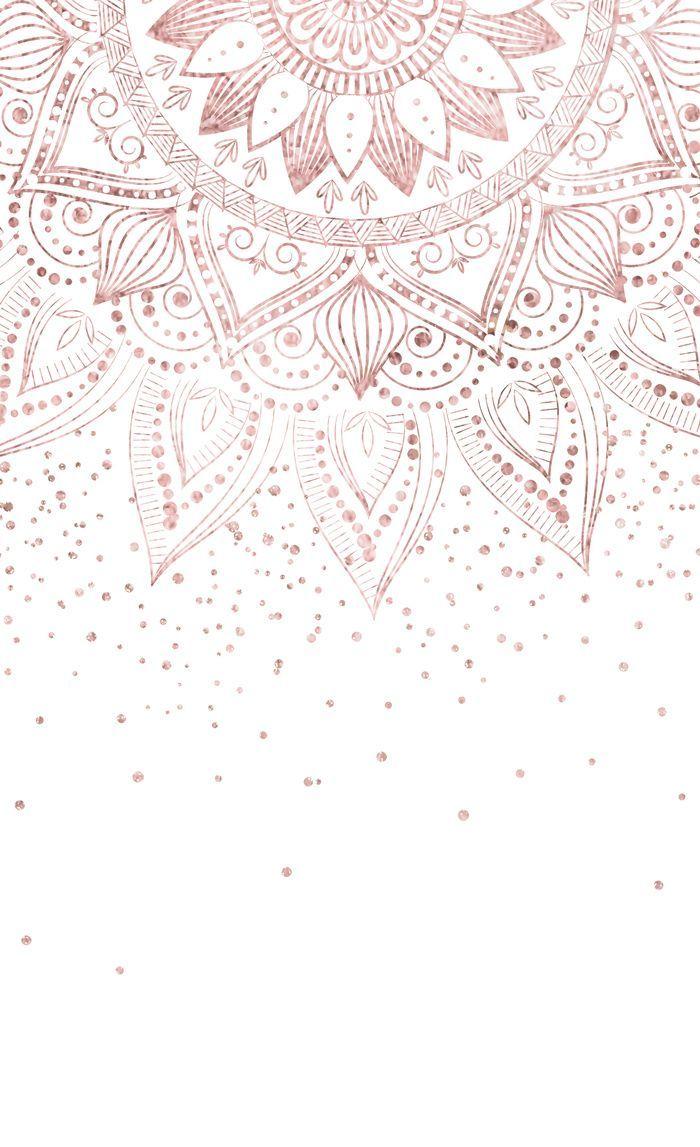 700x1147 Elegant Rose Gold Mandala Confetti Design Window Curtains