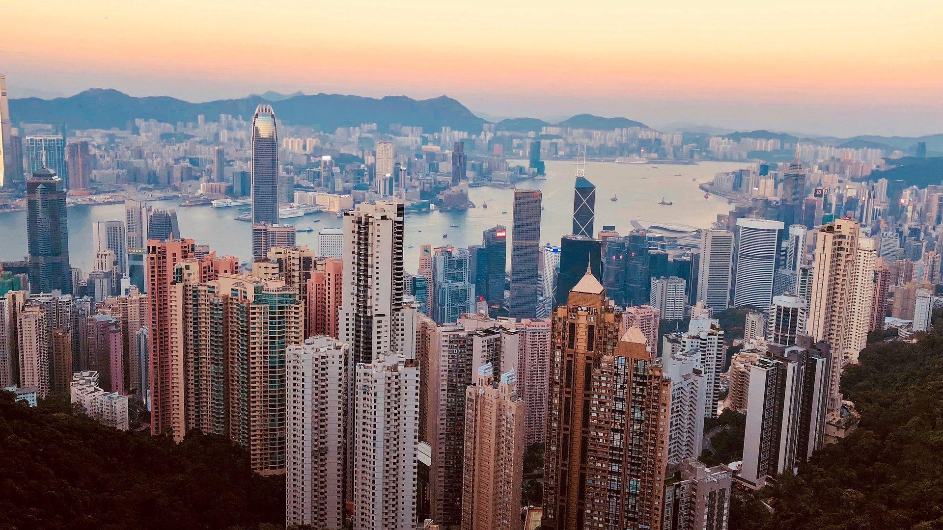 1920x1080 Hong Kong City Skyscrapers Aerial View Wallpaper