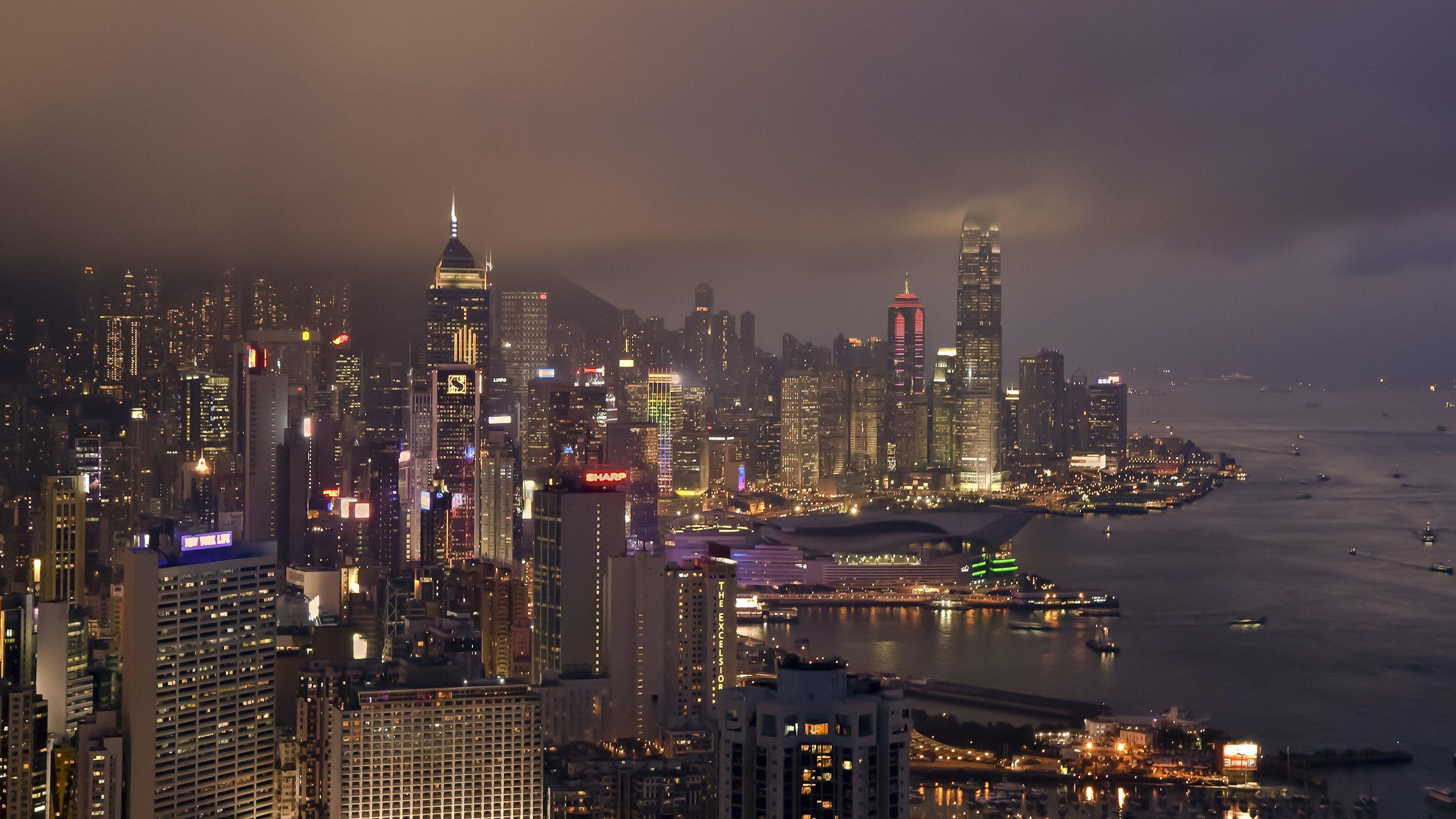 3840x2160 Hong Kong City Night 4K Ultra HD Wallpaper