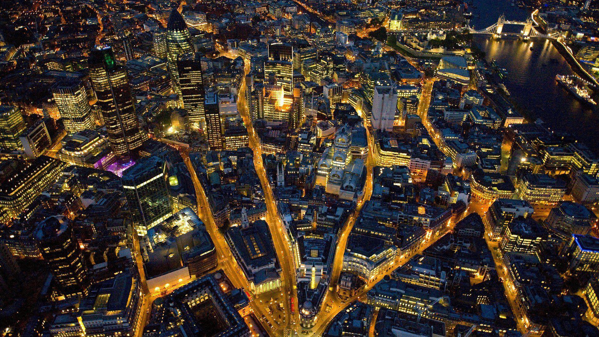 1920x1080 London, England, City, Cityscape, Road, City lights, Night