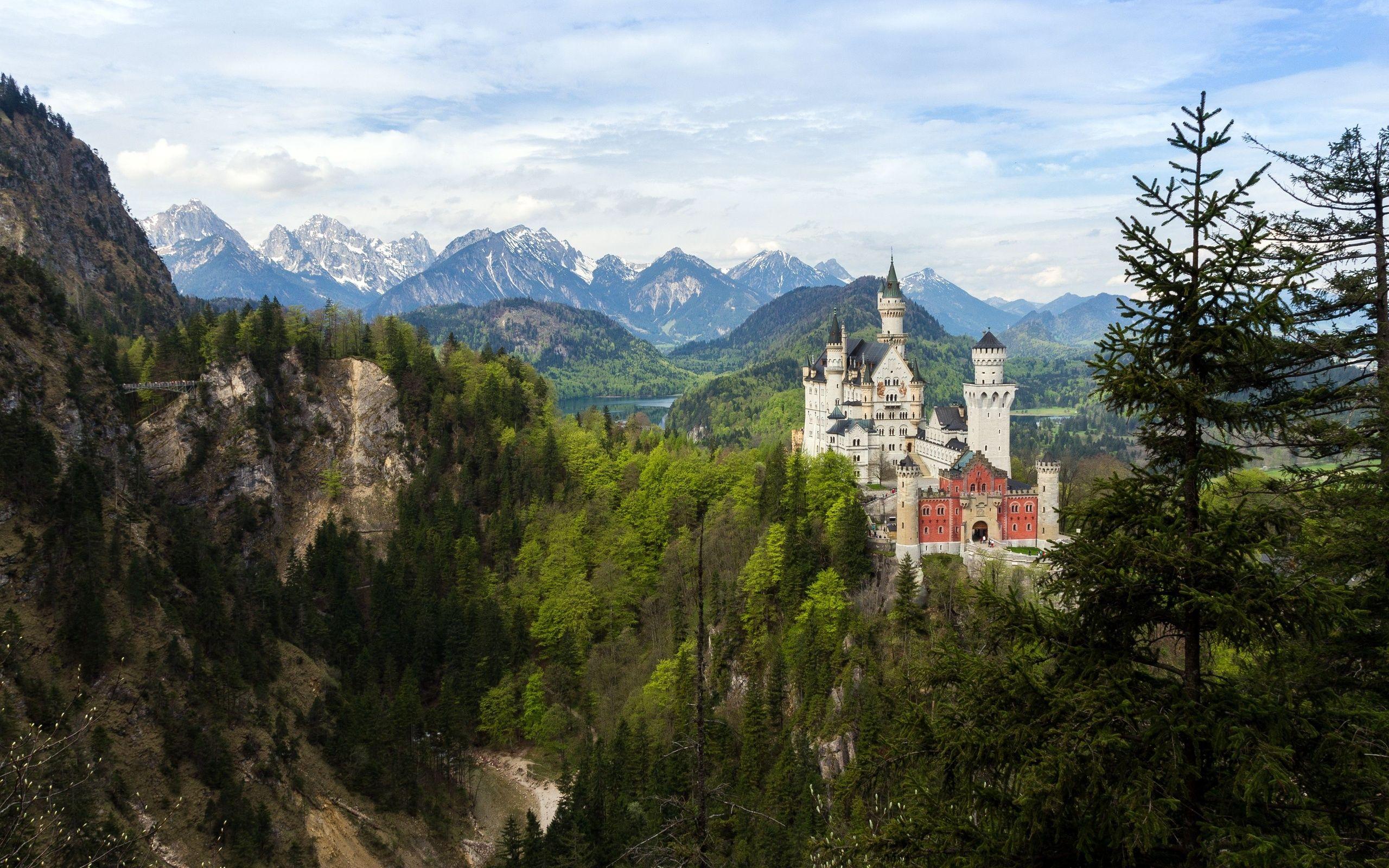 2560x1600 Castle Bavaria Germany mountains forest trees landscape wallpaper