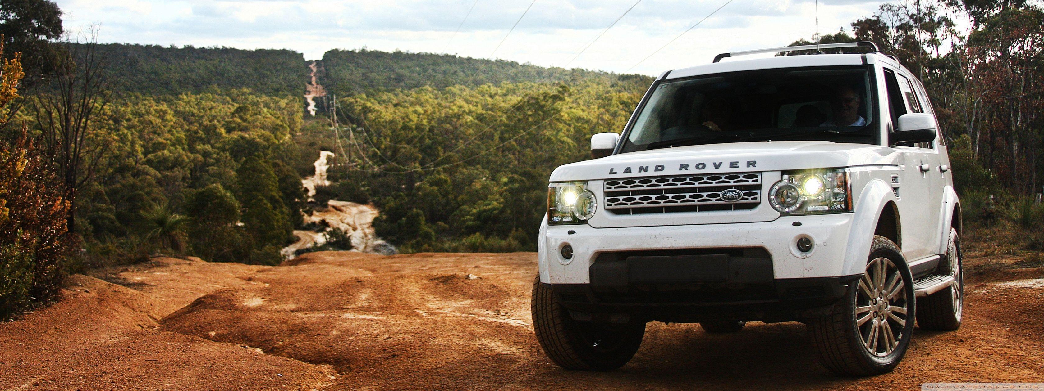 3360x1260 Land Rover Discovery 4 White Ultra HD Desktop Background Wallpaper
