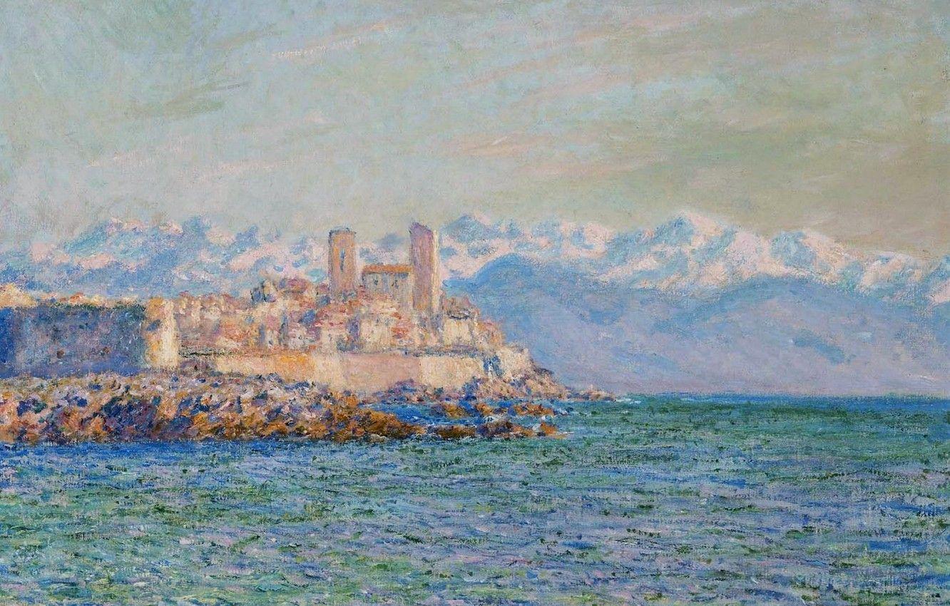 1332x850 Wallpaper sea, landscape, mountains, picture, Claude Monet