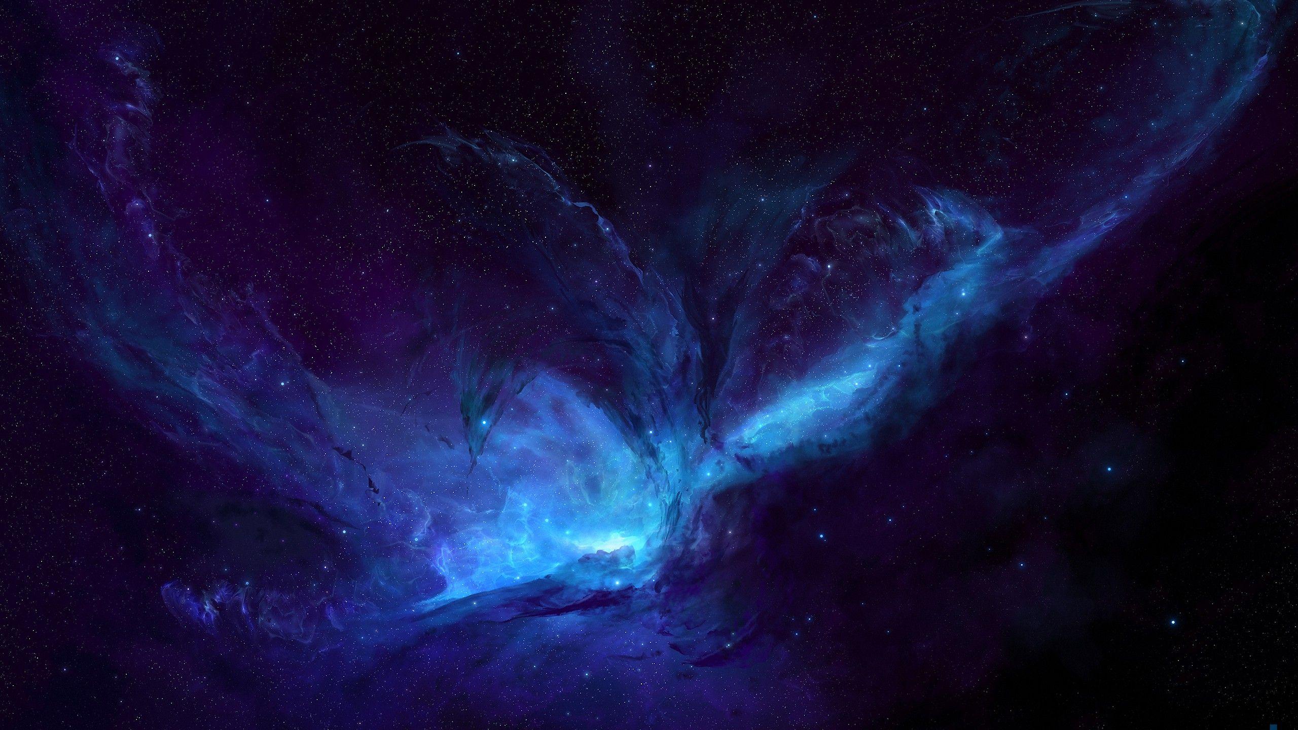 2560x1440 Blue Space Stars Nebula FHD Wallpaper