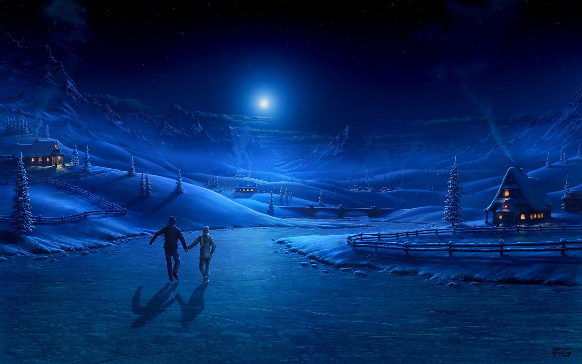 1920x1200 Moonlight Walk Wallpaper
