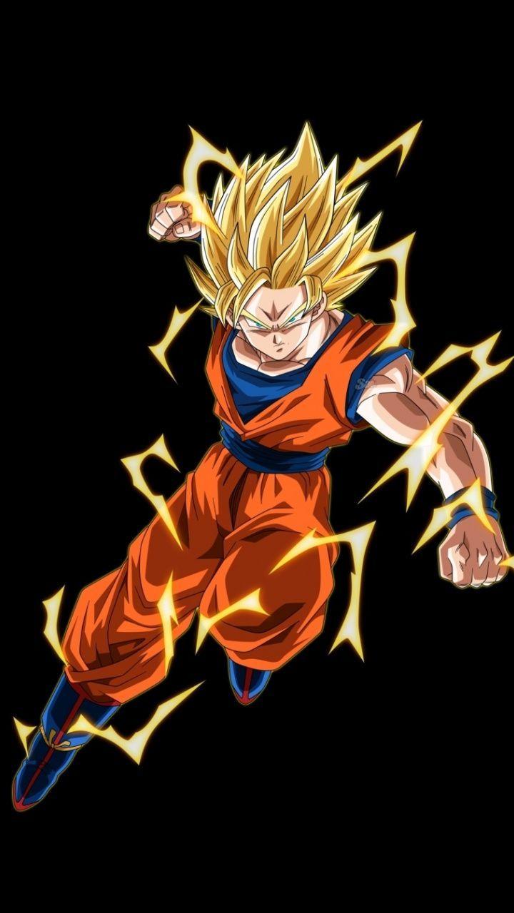 720x1280 Goku, lightning power, artwork, minimal, 720x1280 wallpaper