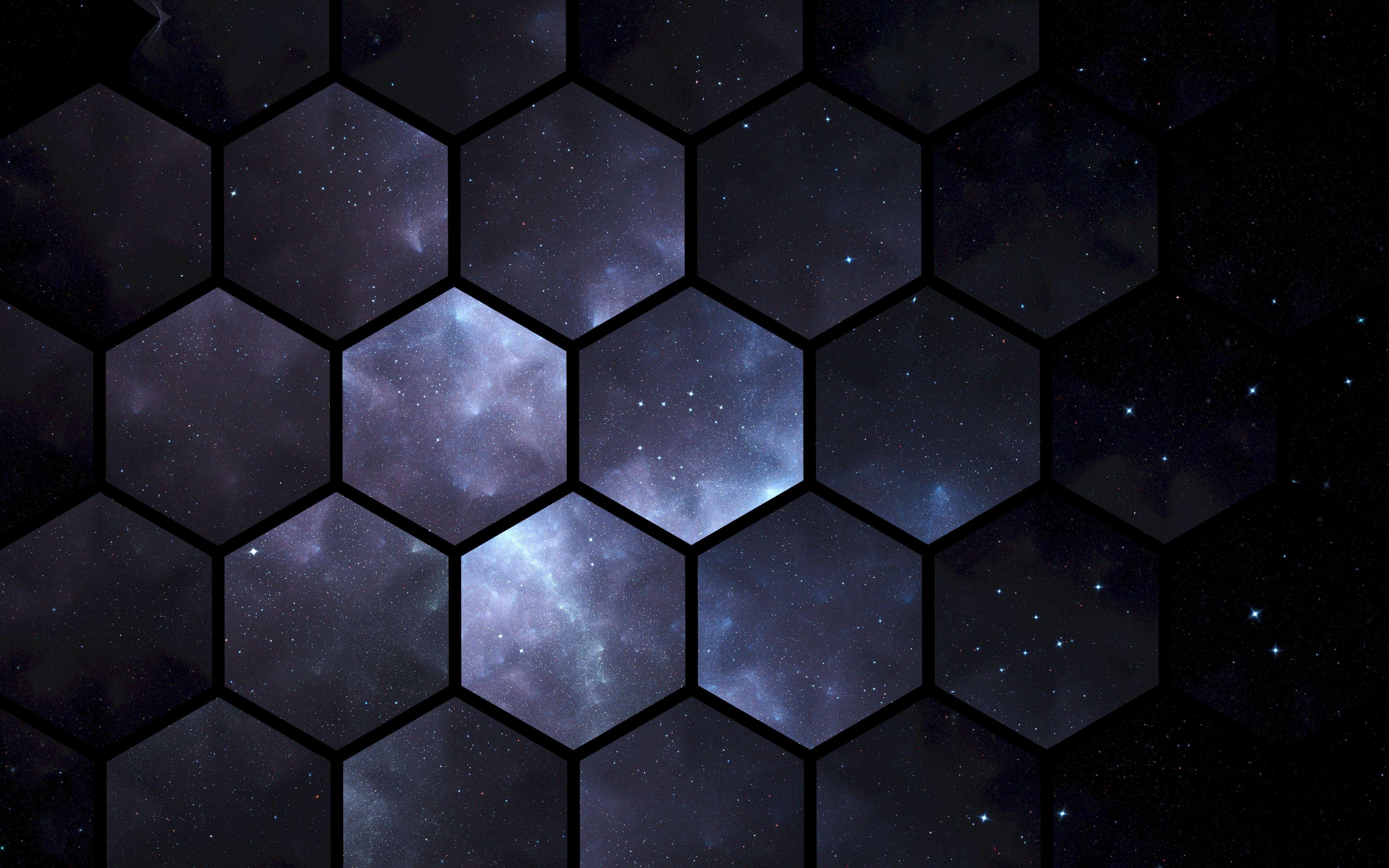 Hexagons Wallpaper 4K Cyan blocks Patterns 2288