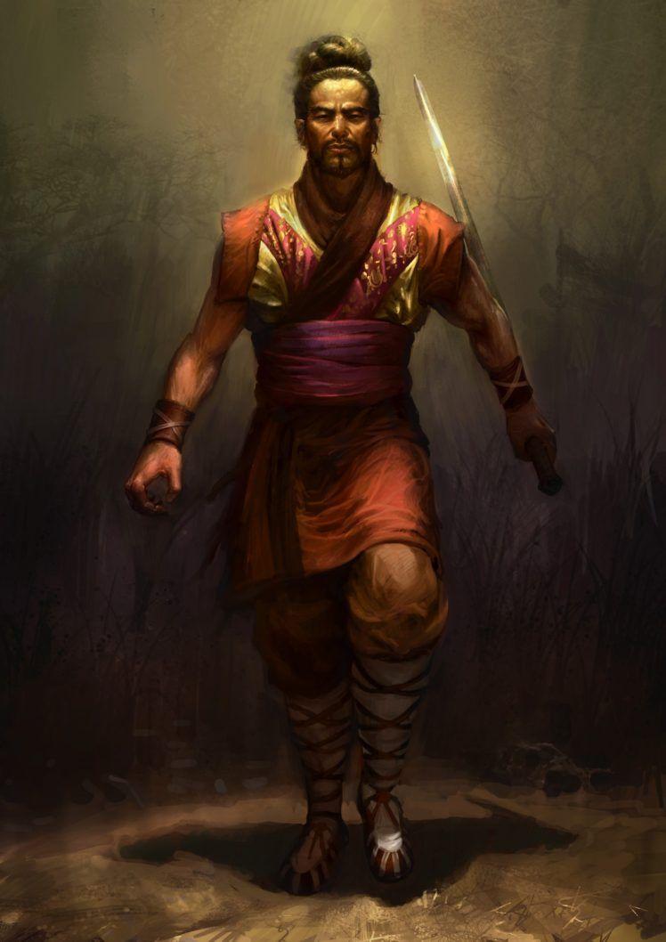 748x1058 warrior, Sun tzu, Looking at viewer, Long hair, Ancient, Old