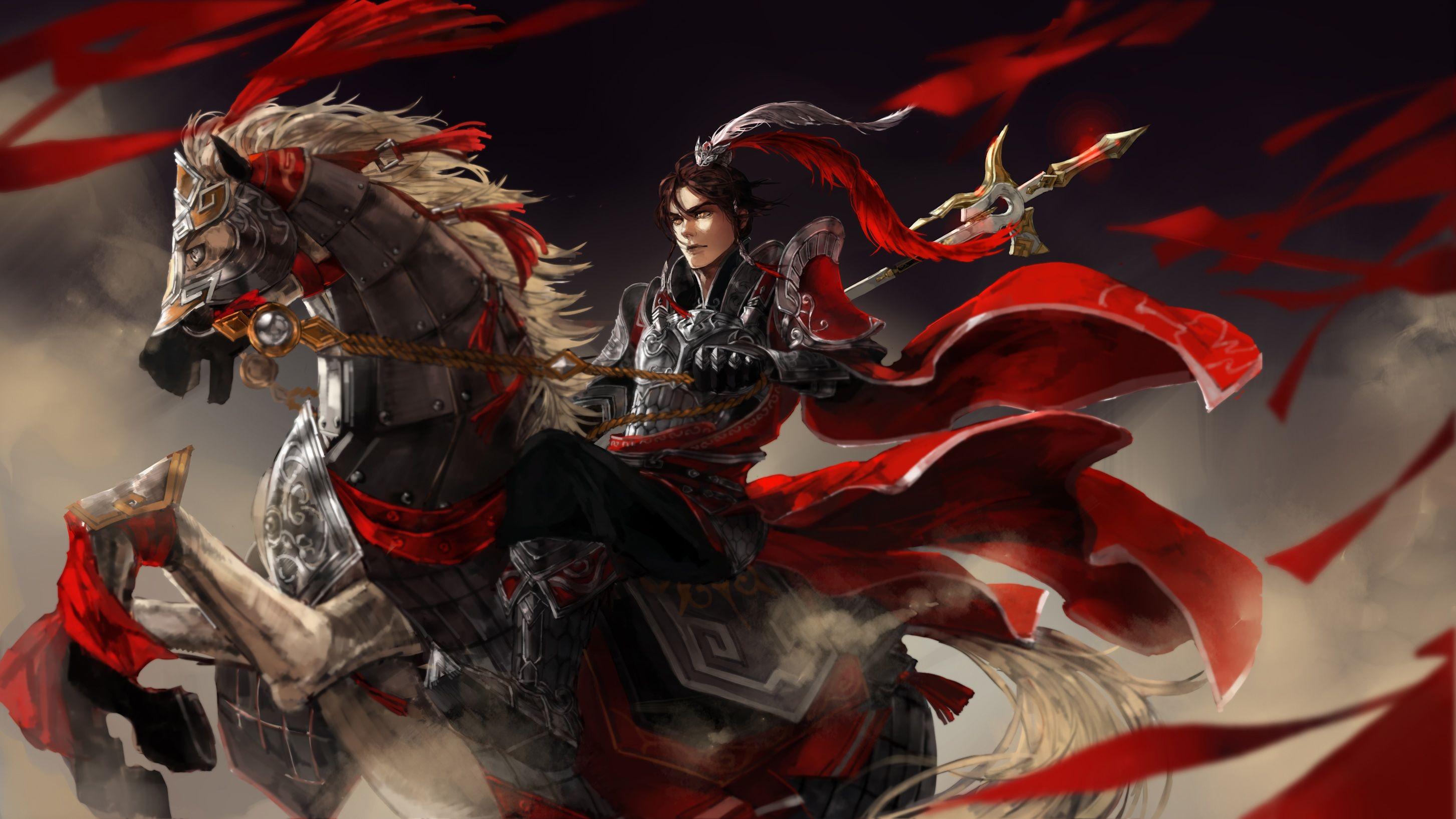 2906x1635 Jian Wang 3 Ancient Warrior With A Red Cloak Feathered Head Mast