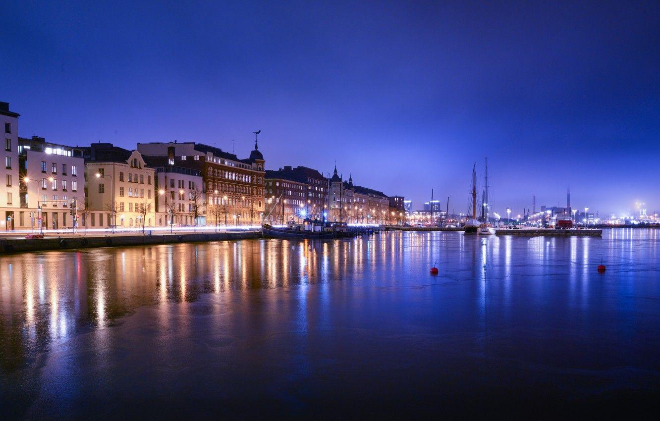 1332x850 Wallpaper lights, the evening, Finland, Helsinki image