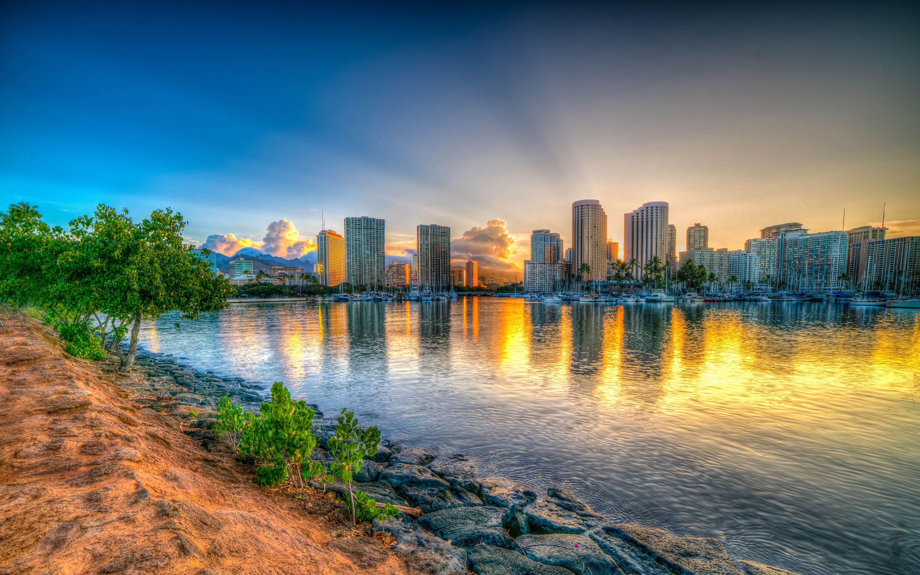 3840x2400 Free download Desktop Wallpaper Hawaii Honolulu HDR Sunrises