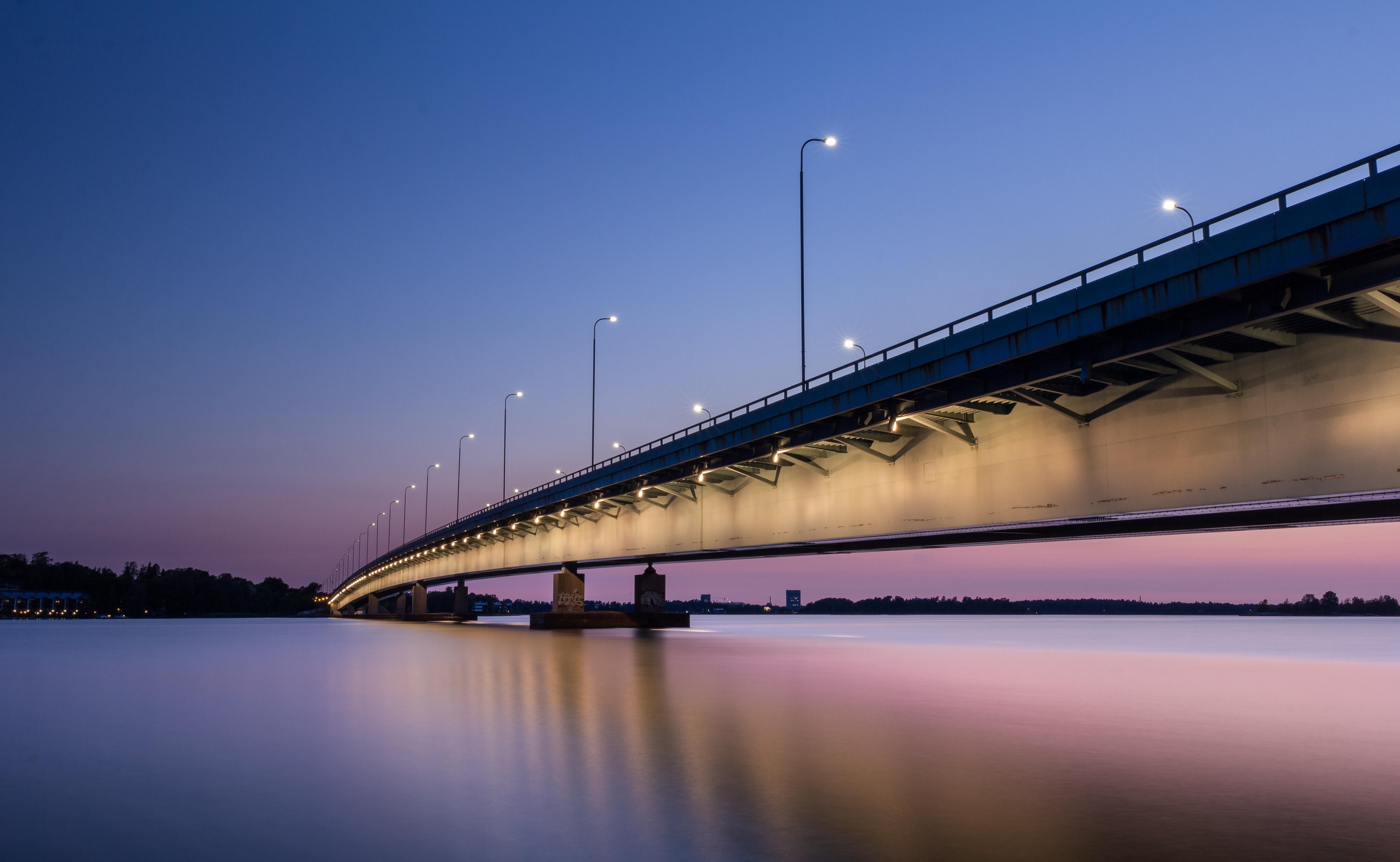 5173x3187 wallpaper bridge, night, backlight, helsinki, finland HD