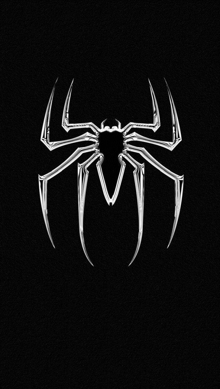 700x1240 Black White Spiderman Logo Wallpaper iPhone 3D iPhone Wallpaper