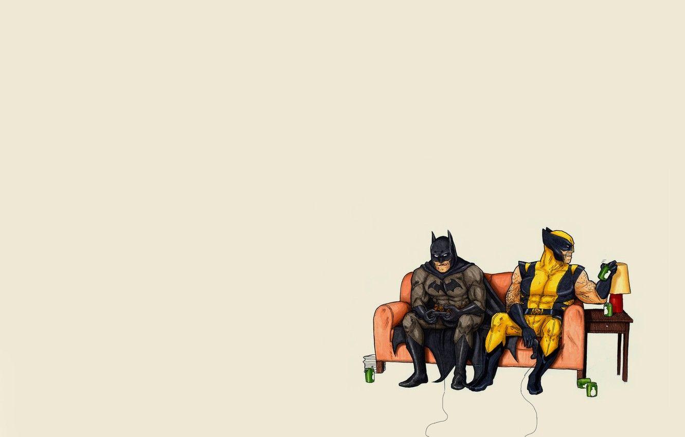 1332x850 Wallpaper sofa, lamp, minimalism, Batman, joystick, banks, drives