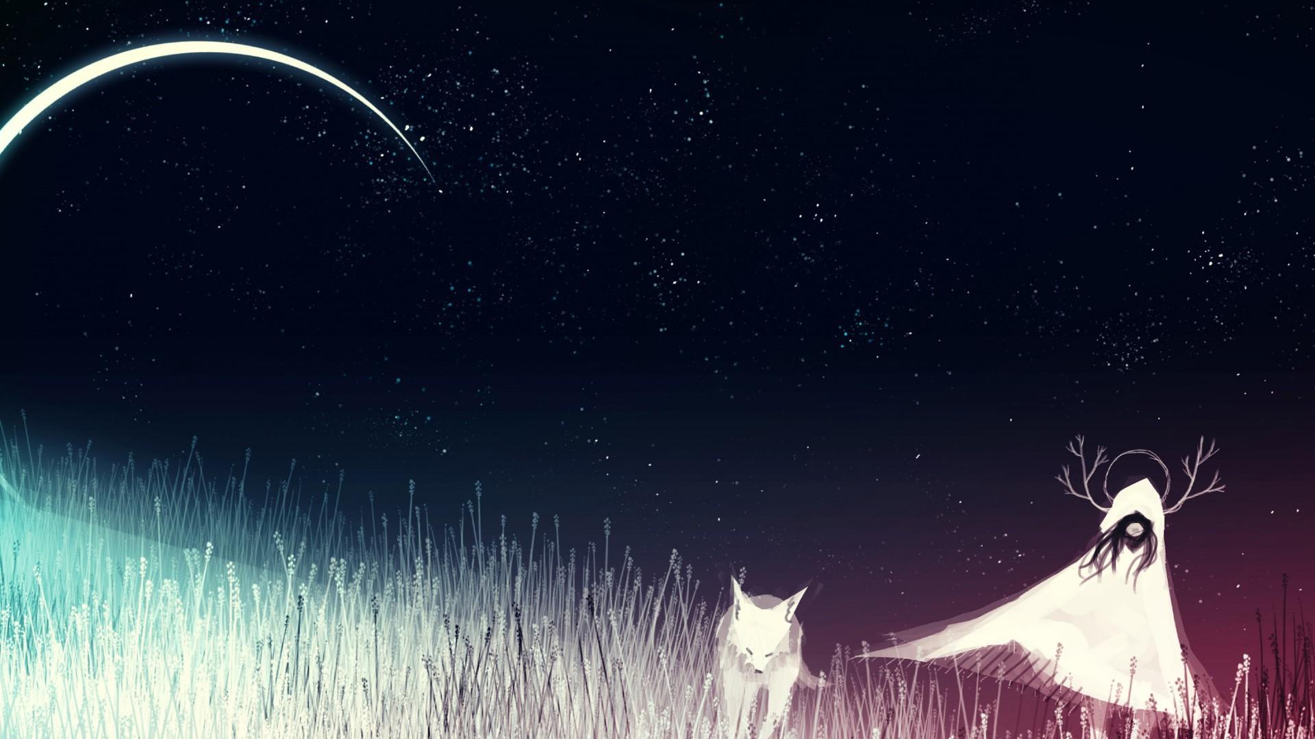 1920x1080 Girl With Fox In The Moonlight Wallpaper. Wallpaper Studio 10