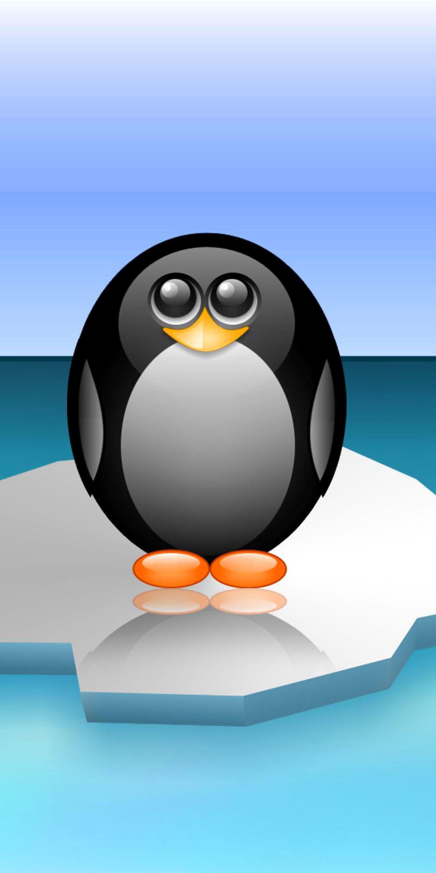 1440x2880 penguin, ice floe, minimalism 1440x2880 Resolution