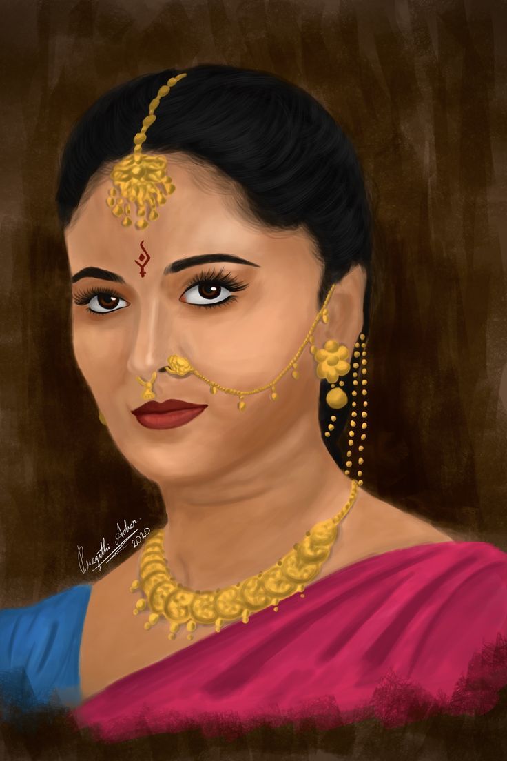 736x1104 Painting of Anushka Shetty as Devasena