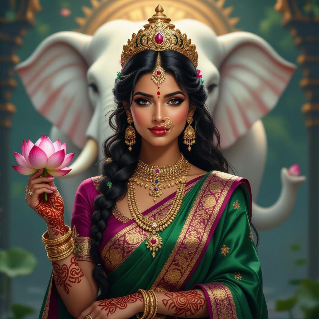 1024x1024 Devasena 5 Indian Goddess Devasena with Elephant