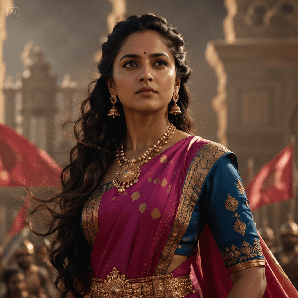 1024x1024 Devasena Prompt: Create Epic Bahubali Queen AI Photo from Your Selfies