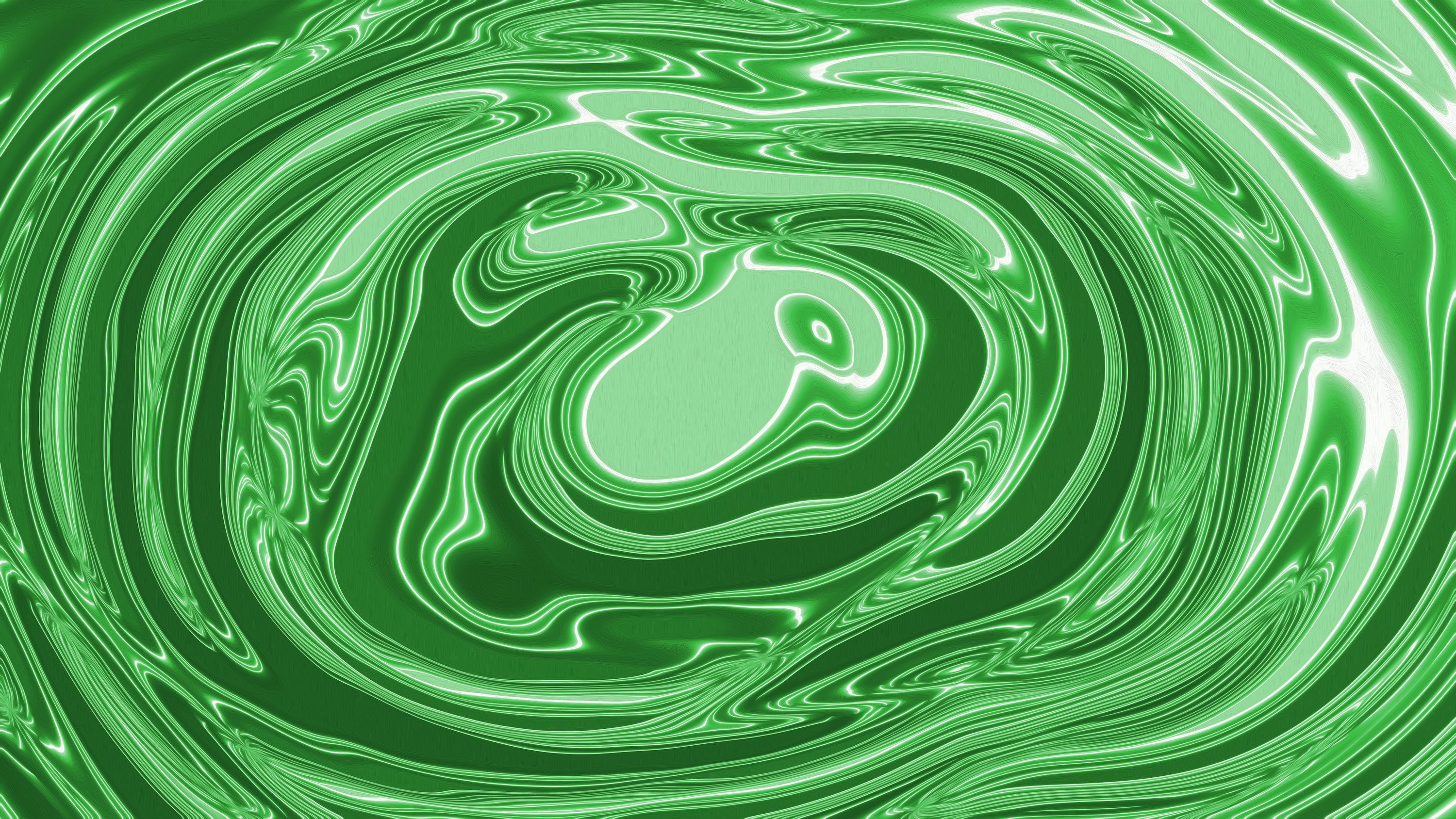 3000x1688 A swirl of green paint with a yellow background photo