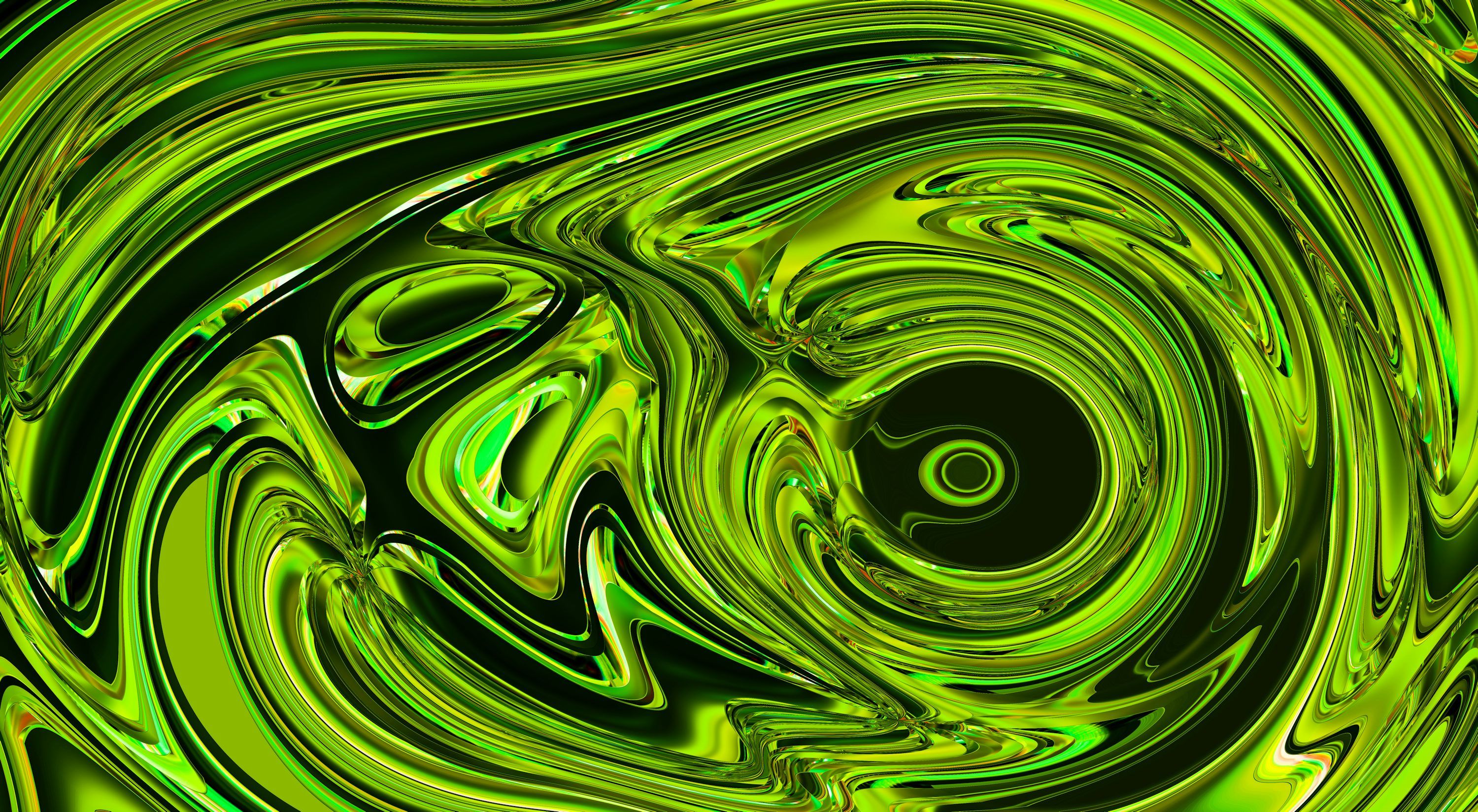 3000x1649 A green swirl with a black center in the middle photo
