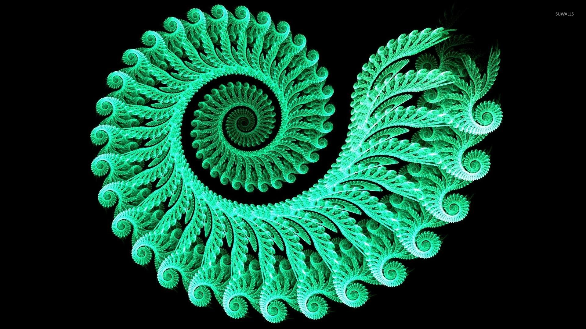 1920x1080 Green glowing fractal swirl wallpaper wallpaper