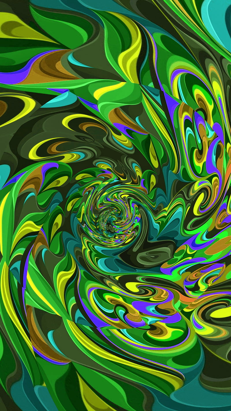 800x1422 Greenish trippy swirl, abstract, colorful, green, pattern, HD phone wallpaper