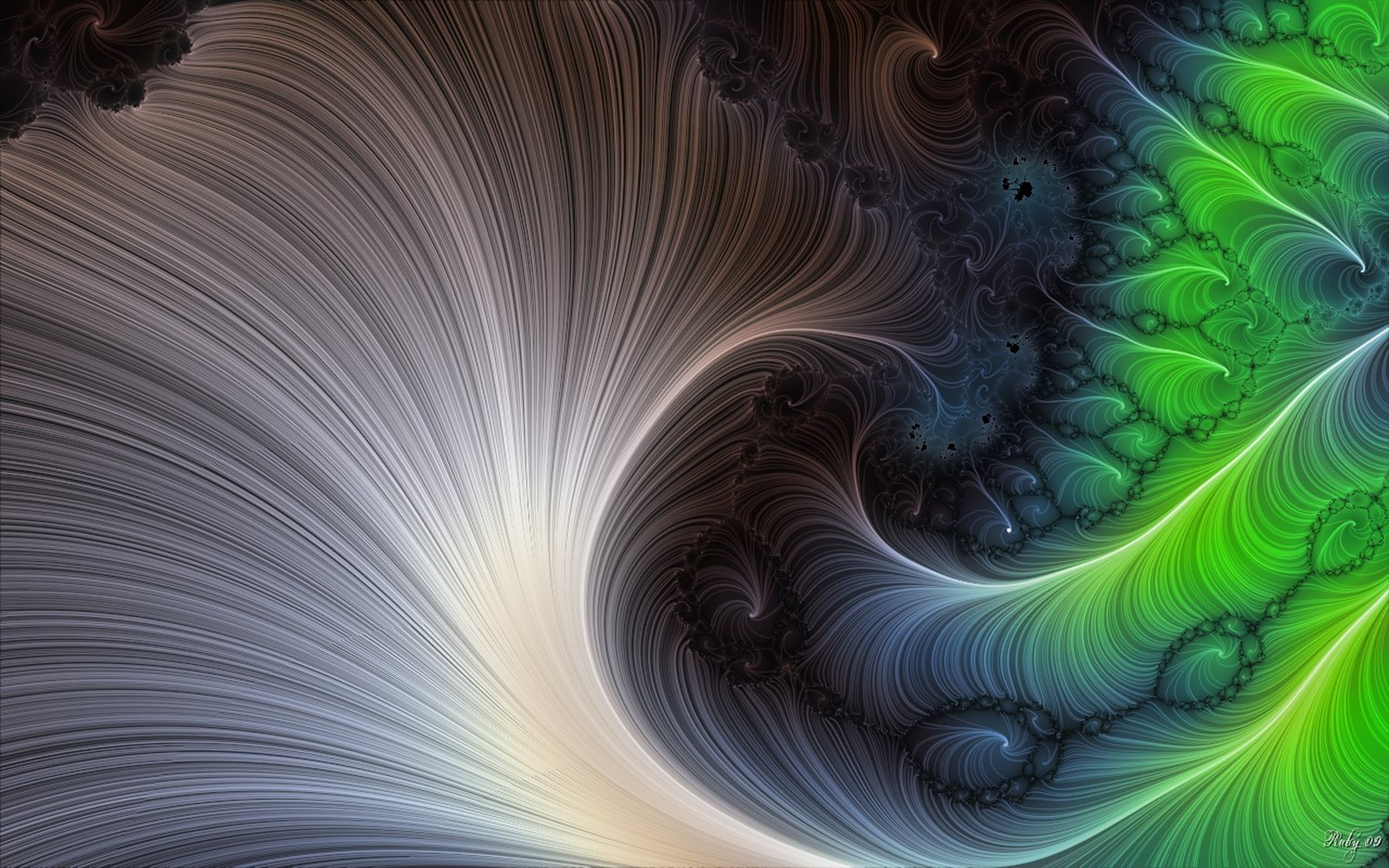 2560x1600 Digital photo of white and green swirl HD wallpaper