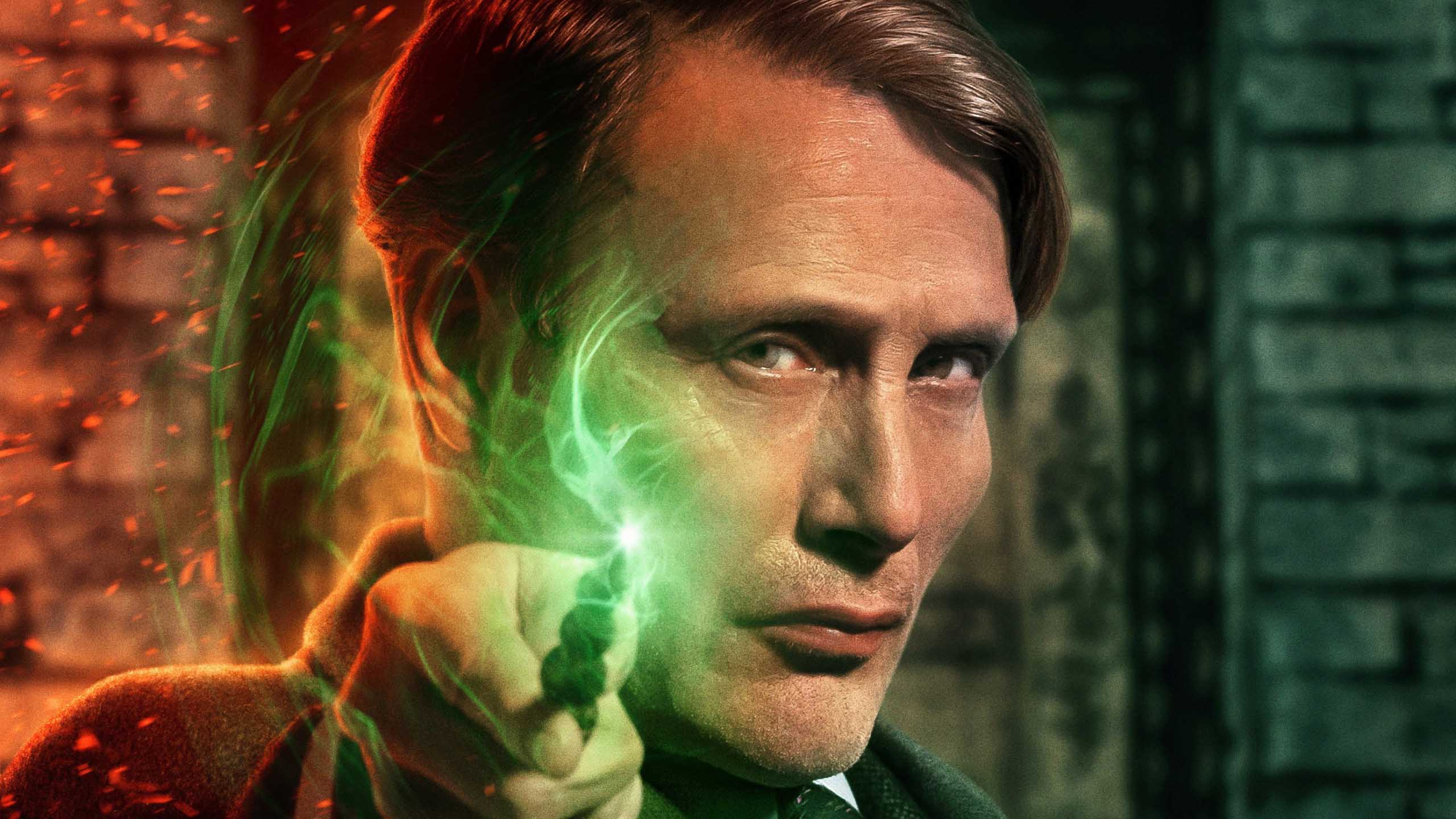 2560x1440 Mads Mikkelsen Eddie Redmayne Jude Law Katherine Waterston Ezra Miller Dan Fogler HD Fantastic Beasts The Secrets of Dumbledore Wallpaper