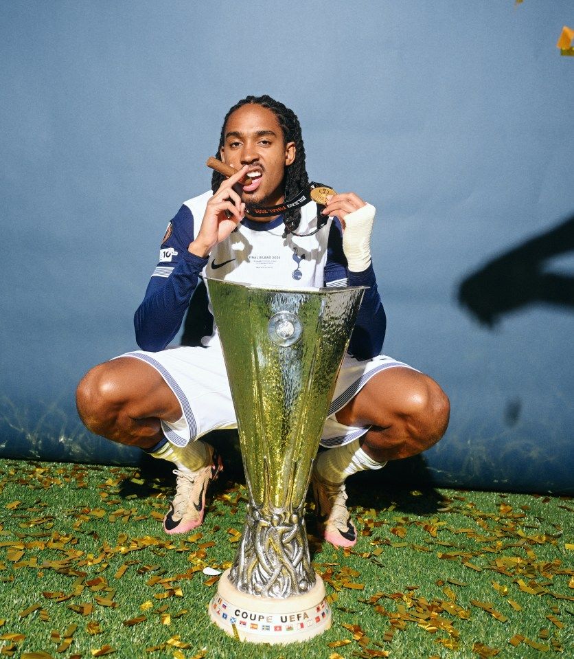 836x959 Tottenham star Djed Spence recreates famous cigar pose he used to troll Neil Warnock after winning Europa League final