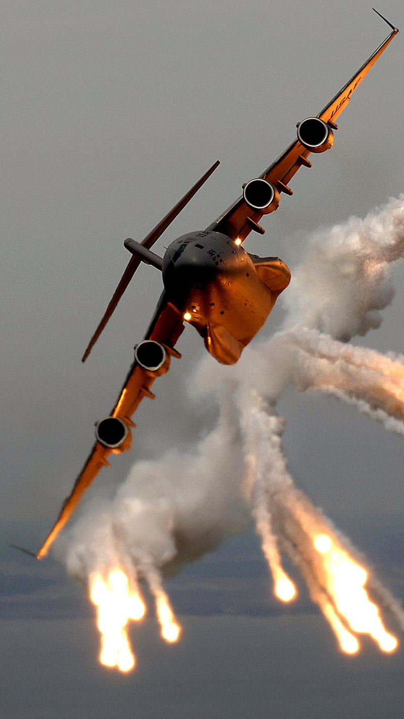800x1422 C130 flares, air force, aircraft, army, military, soldier, HD phone wallpaper