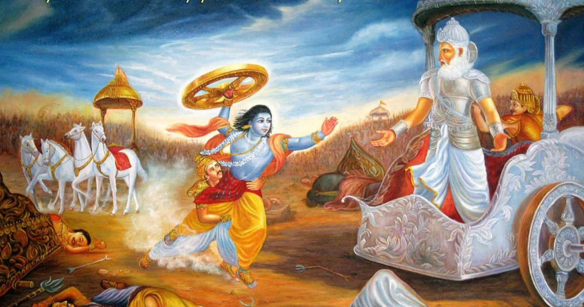 1920x1008 Download free Krishna Arjun The Epic Kurukshetra War Wallpaper