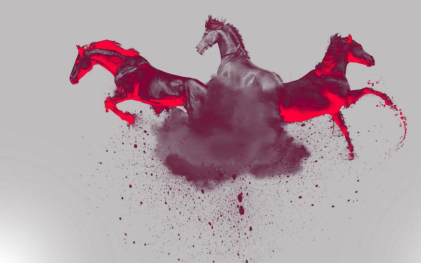 1440x900 Download wallpaper 1440x900 horse, paint, spray, abstraction
