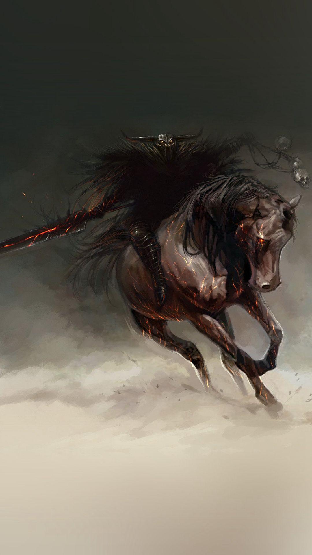1080x1920 Game Horse Dark Night Paint Art Illustration iPhone 8 Wallpaper