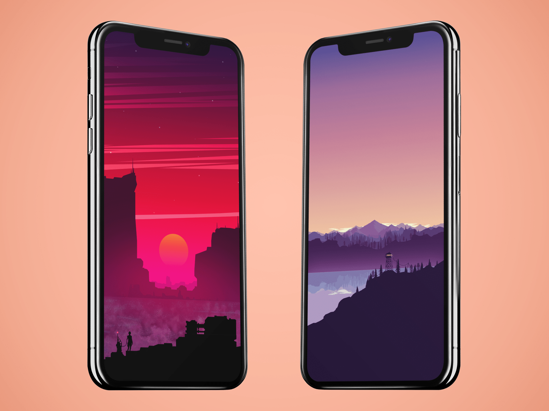 1920x1440 Colorful vector landscape wallpaper for iPhone