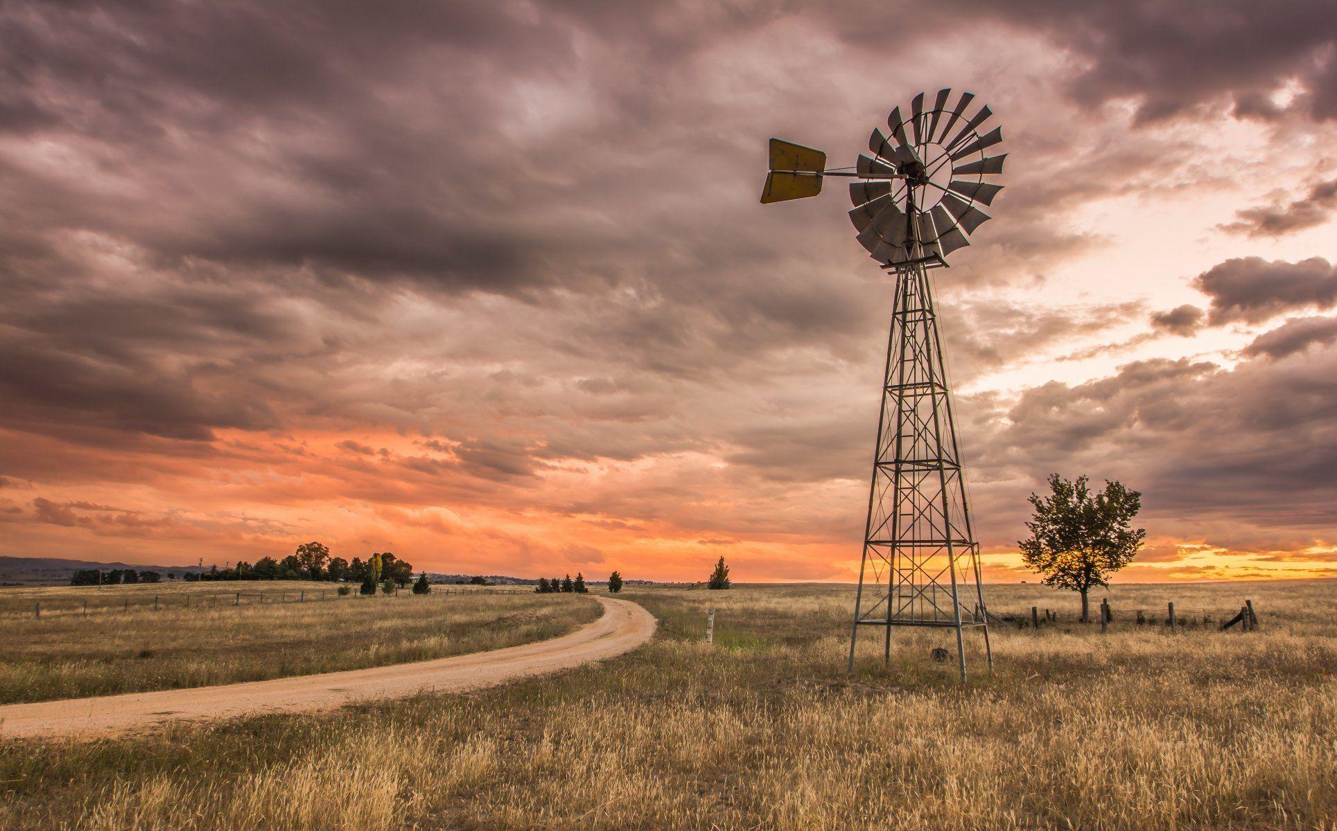 1929x1200 australian country image. spinning wheel country australia o'connell rd brewongle. Windmill landscaping, Landscape wallpaper, Wallpaper