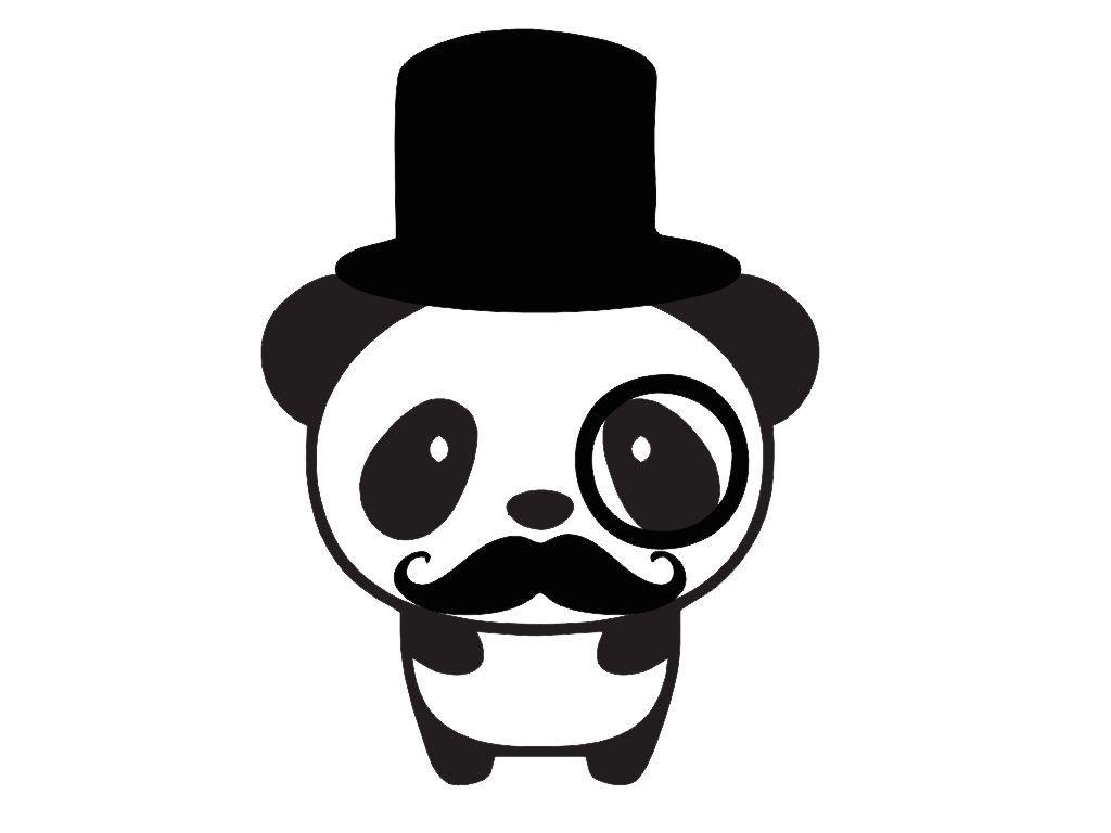 1024x768 Tophat Monocle Mustache Panda Custom Die Cut Vinyl Decal