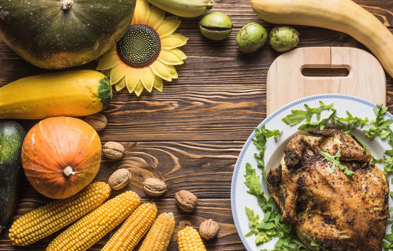 1332x850 Wallpaper greens, table, sunflower, chicken, corn, pumpkin, nuts
