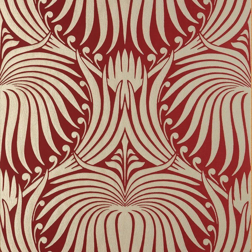 1000x1000 Farrow & Ball Lotus Wallpaper BP 2069 Red / Gilver 25% OFF RRP